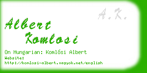albert komlosi business card